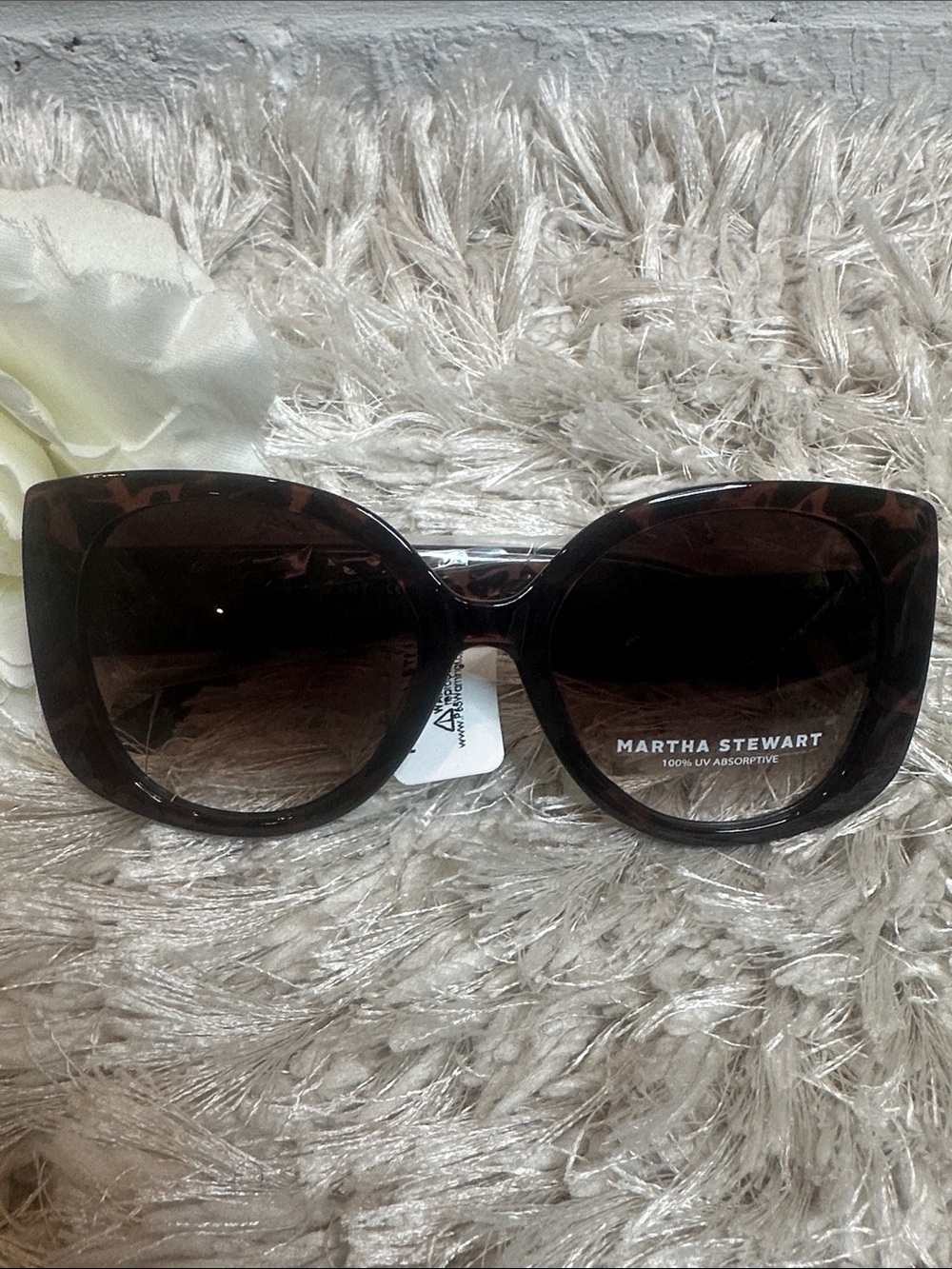 🆕NWT Martha Stewart Oversized Tortoiseshell Frame Sunglasses - Dark Brown Lenses
